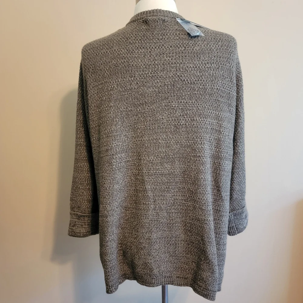 Marled Cardigan Sweater Petite‎ XL Knit Shawl Cottagecore Granny Brown Warm